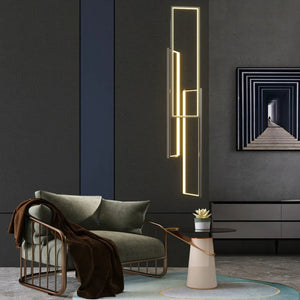 Modern Large Vertical Rectangle Chandelier For Staircase Seus Lighting
