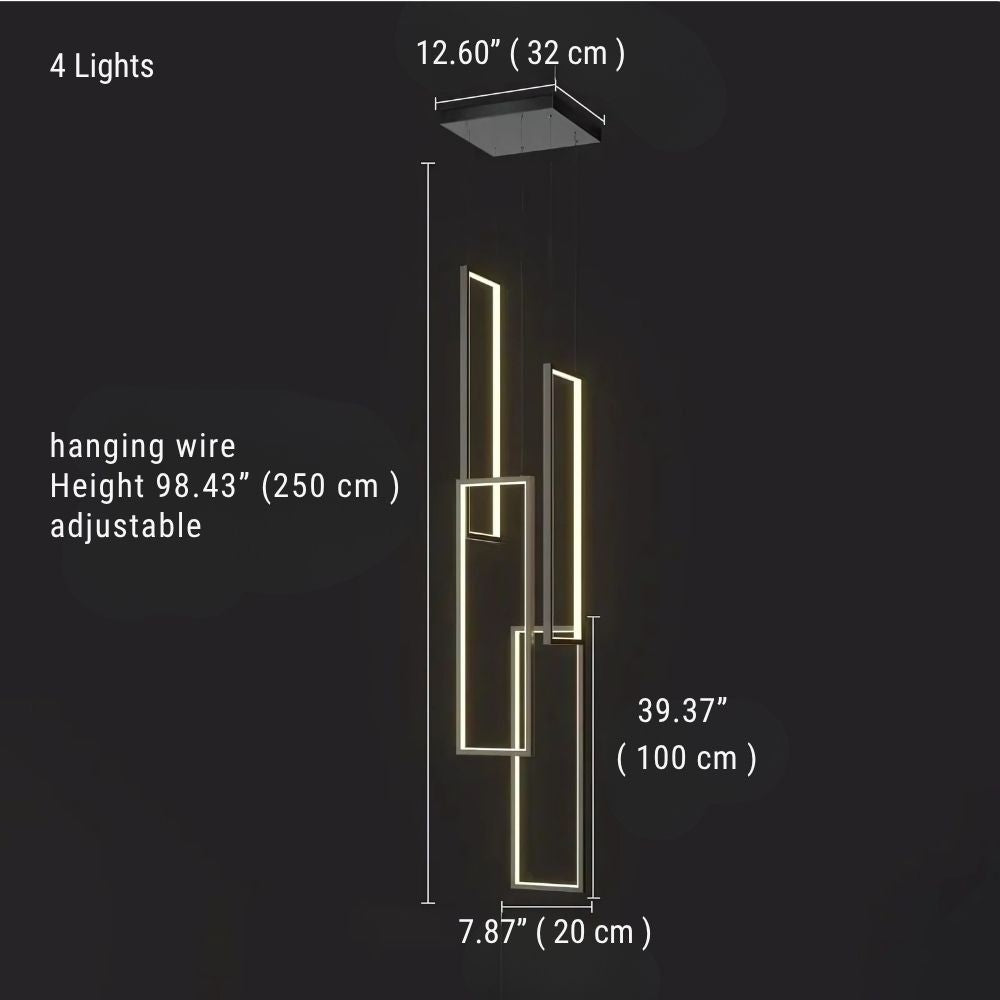 Modern Large Vertical Rectangle Chandelier For Staircase  Seus Lighting
