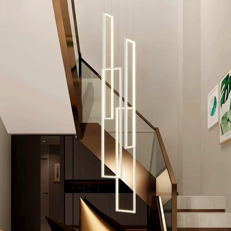 Modern Large Vertical Rectangle Chandelier For Staircase  Seus Lighting
