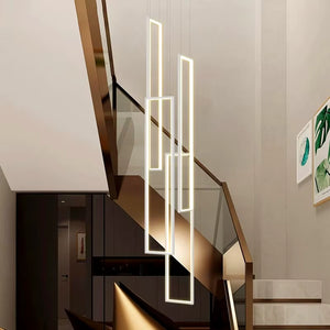 Modern Large Vertical Rectangle Chandelier For Staircase Seus Lighting