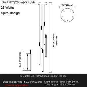 Modern Long Chandelier For Staircase Black/Gold/Silver Seus Lighting