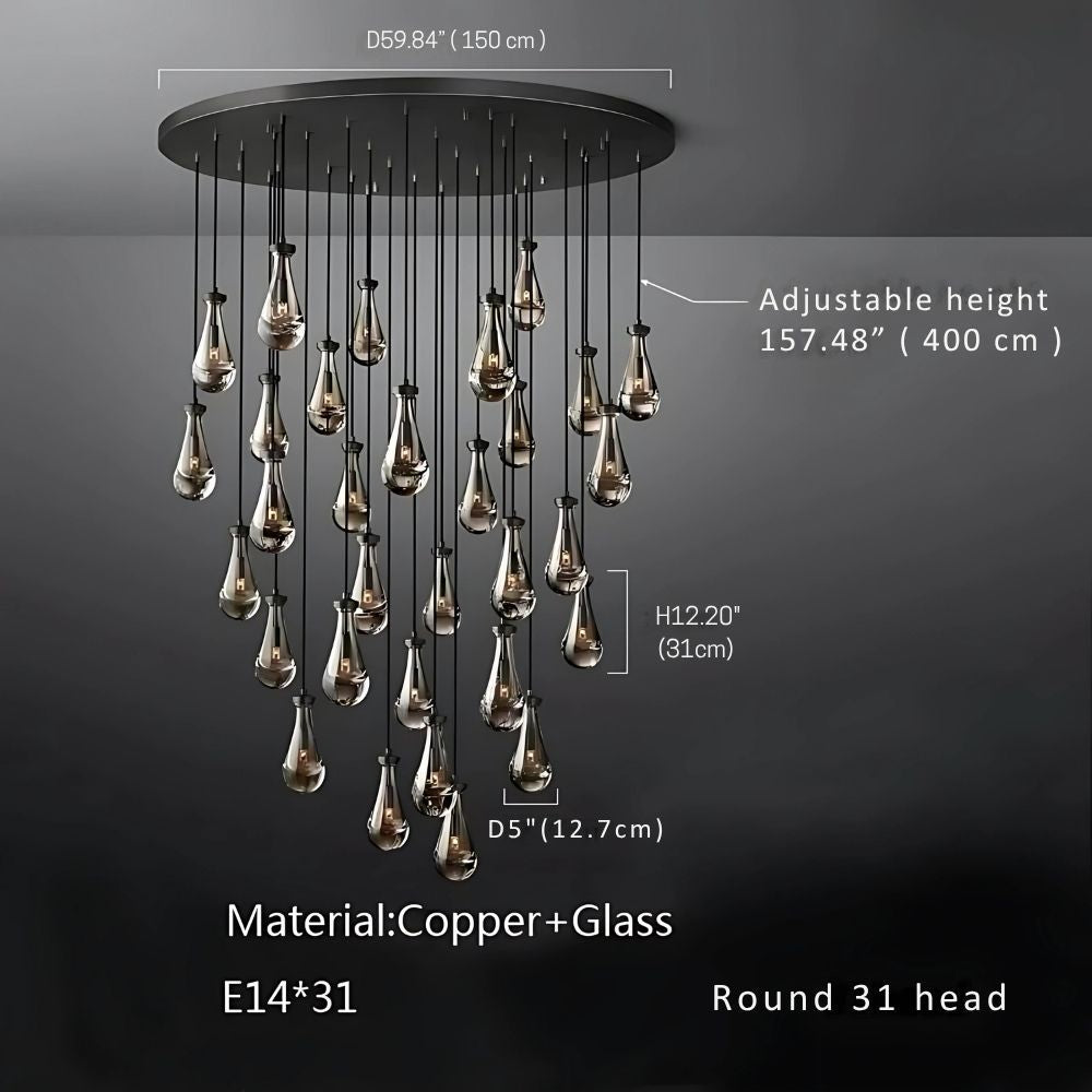 Modern Raindrop Chandelier for Foyer & Staircase Seus Lighting