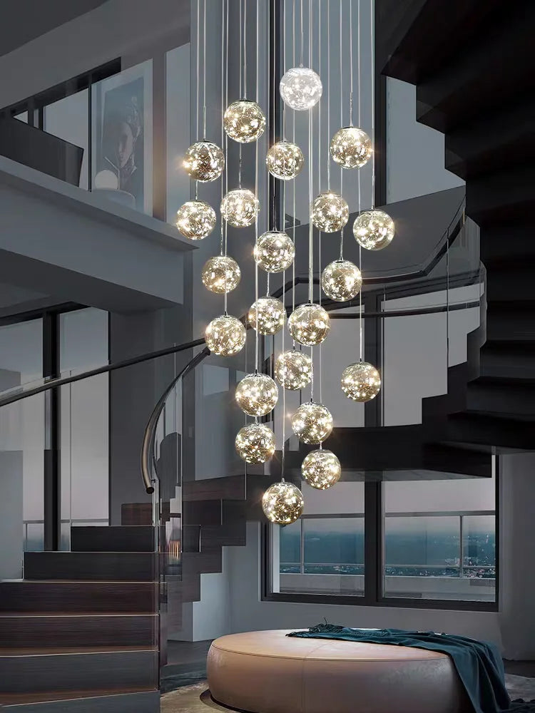 Modern Spiral Chandelier for Staircase Seus Lighting