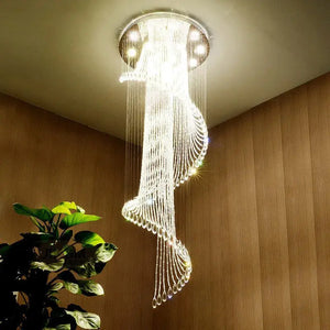 Modern Spiral Crystal Staircace Ceiling Chandelier Seus Lighting