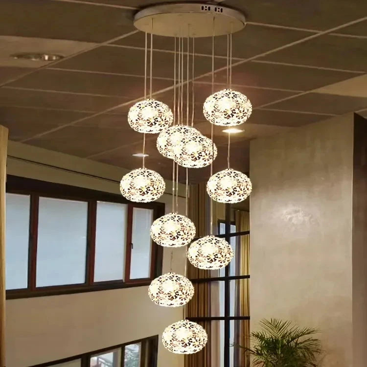 Modern Stainless Steel Petal Chandelier for Staircase Seus Lighting