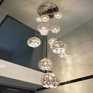 Modern Stainless Steel Petal Chandelier for Staircase Seus Lighting