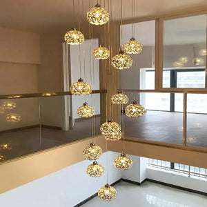 Modern Stainless Steel Petal Chandelier for Staircase Seus Lighting