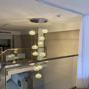 Modern Stainless Steel Petal Chandelier for Staircase Seus Lighting