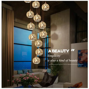 Modern Stainless Steel Petal Chandelier for Staircase Seus Lighting