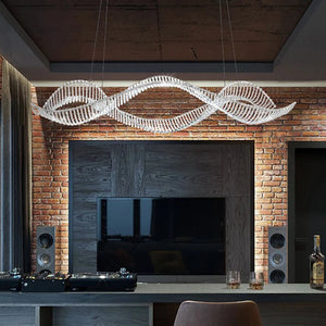 Modern Wave Crystal Chandelier Over Dining Table Seus Lighting