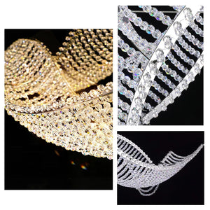 Modern Wave Crystal Chandelier Over Dining Table Seus Lighting