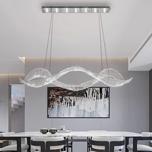 Modern Wave Crystal Chandelier Over Dining Table Seus Lighting