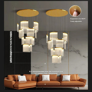 Nordic Ceiling Stair Chandelier Gold/Black Seus Lighting