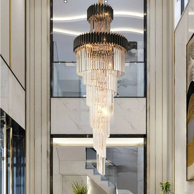 Olivia Crystal Modern Stair Chandelier Seus Lighting