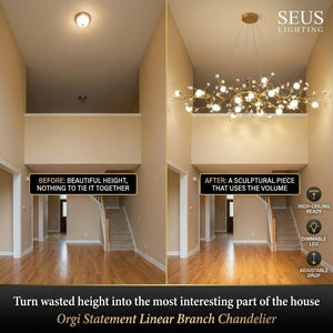 Orgi Statement Linear Branch Chandelier Seus Lighting