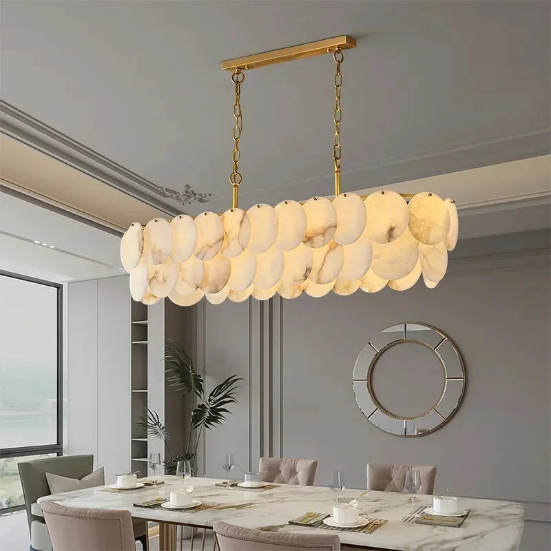 Ovela Linear Alabaster Chandelier  Seus Lighting