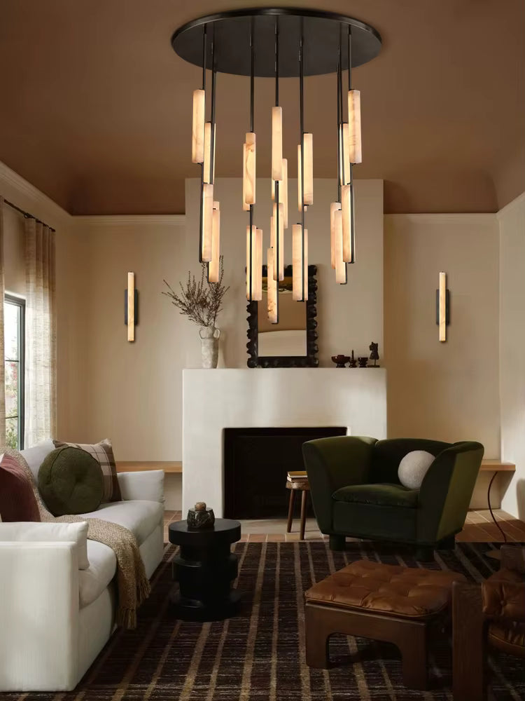 Palix Marble and Brass Chandelier Seus Lighting