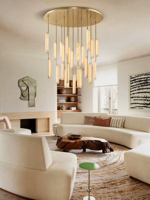 Palix Marble and Brass Chandelier Seus Lighting