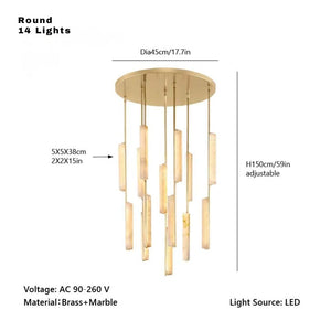 Palix Marble and Brass Chandelier Seus Lighting