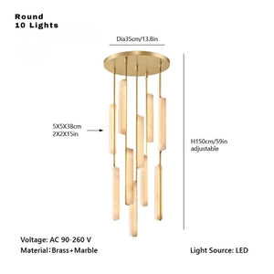 Palix Marble and Brass Chandelier Seus Lighting