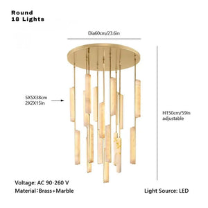 Palix Marble and Brass Chandelier Seus Lighting