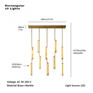 Palix Marble and Brass Chandelier Seus Lighting