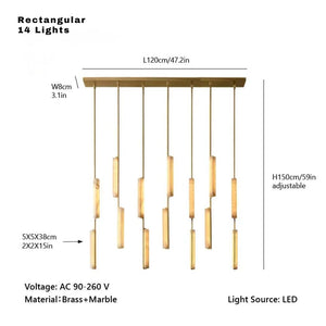 Palix Marble and Brass Chandelier Seus Lighting