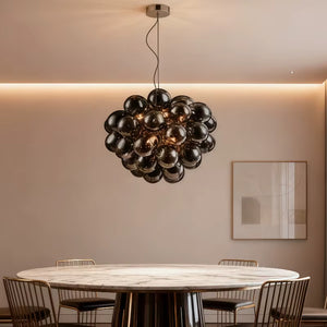 Pearl Black Glass Grape Chandelier - Pendant Light Seus Lighting
