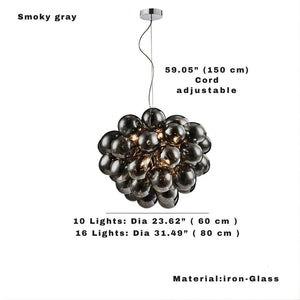 Pearl Black Glass Grape Chandelier - Pendant Light Seus Lighting
