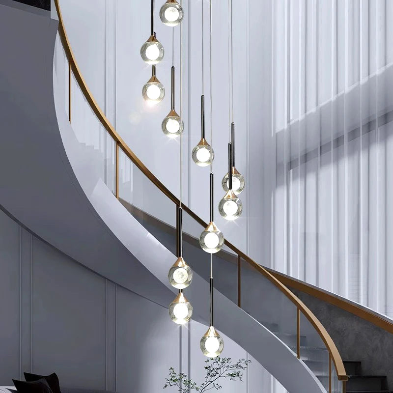 Pely Modern Crystal Stairway Chandelier - Ceiling Light Seus Lighting