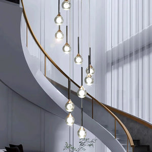 Pely Modern Crystal Stairway Chandelier - Ceiling Light Seus Lighting