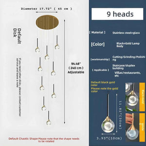 Pely Modern Crystal Stairway Chandelier Seus Lighting