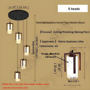 Polin Modern Faux Marble Stair Chandelier Seus Lighting