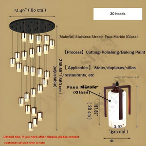 Polin Modern Faux Marble Stair Chandelier Seus Lighting