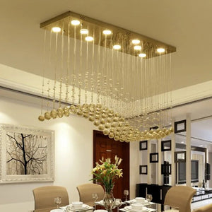 Raindrop Rectangular Crystal Chandelier For Dining Room Seus Lighting