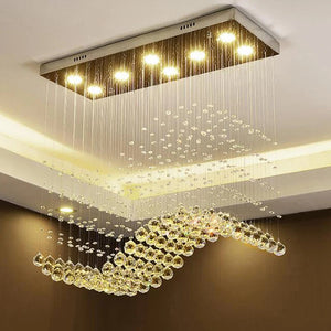 Raindrop Rectangular Crystal Chandelier For Dining Room Seus Lighting