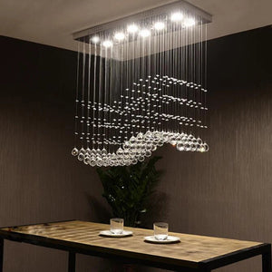 Raindrop Rectangular Crystal Chandelier For Dining Room Seus Lighting