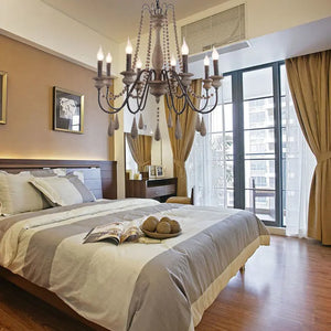 Rose Wooden Large Rustic Chandelier Seus Lighting