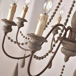 Rose Wooden Large Rustic Chandelier Seus Lighting