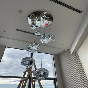 Ruby Contemporary Bubble Glass Pendant Chandelier Seus Lighting