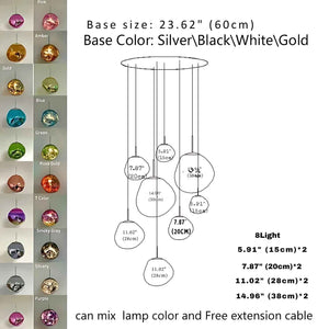 Ruby Contemporary Bubble Glass Pendant Chandelier Seus Lighting