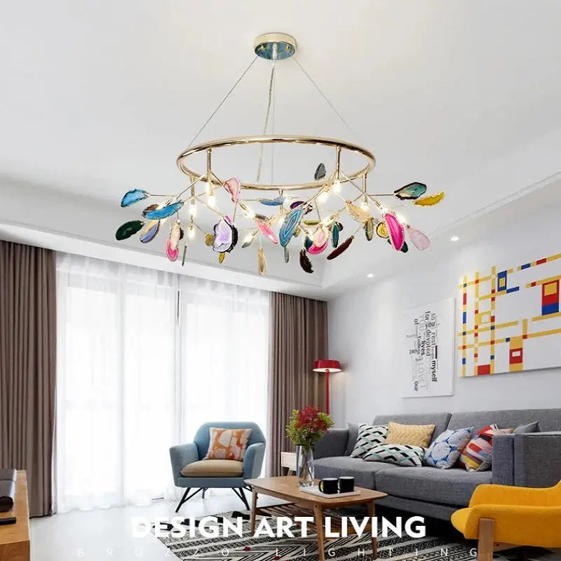 Rustic Style Led Agate Chandelier Seus Lighting