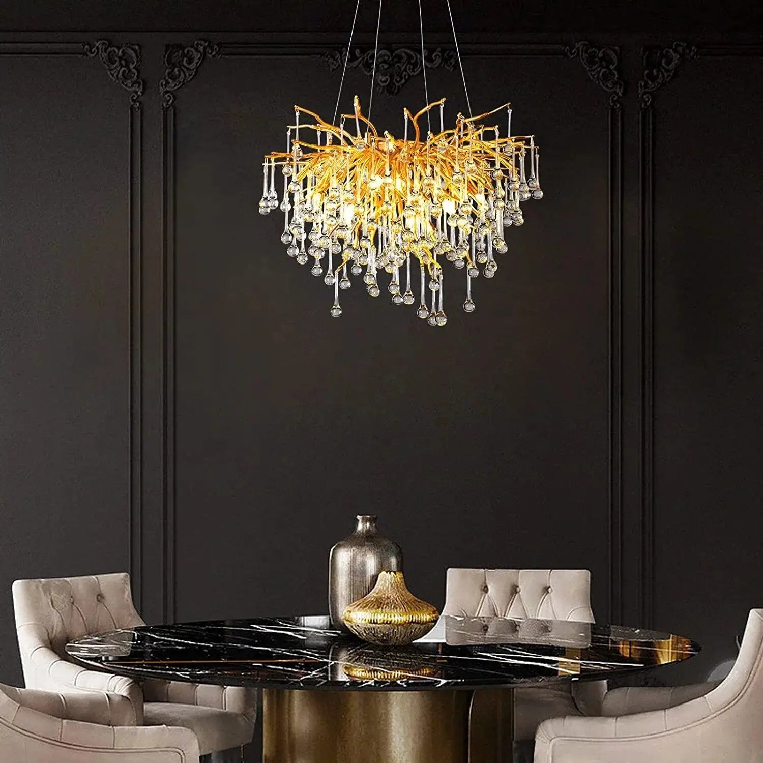 Semsem Clear Crystal Beaded Chandelier Seus Lighting