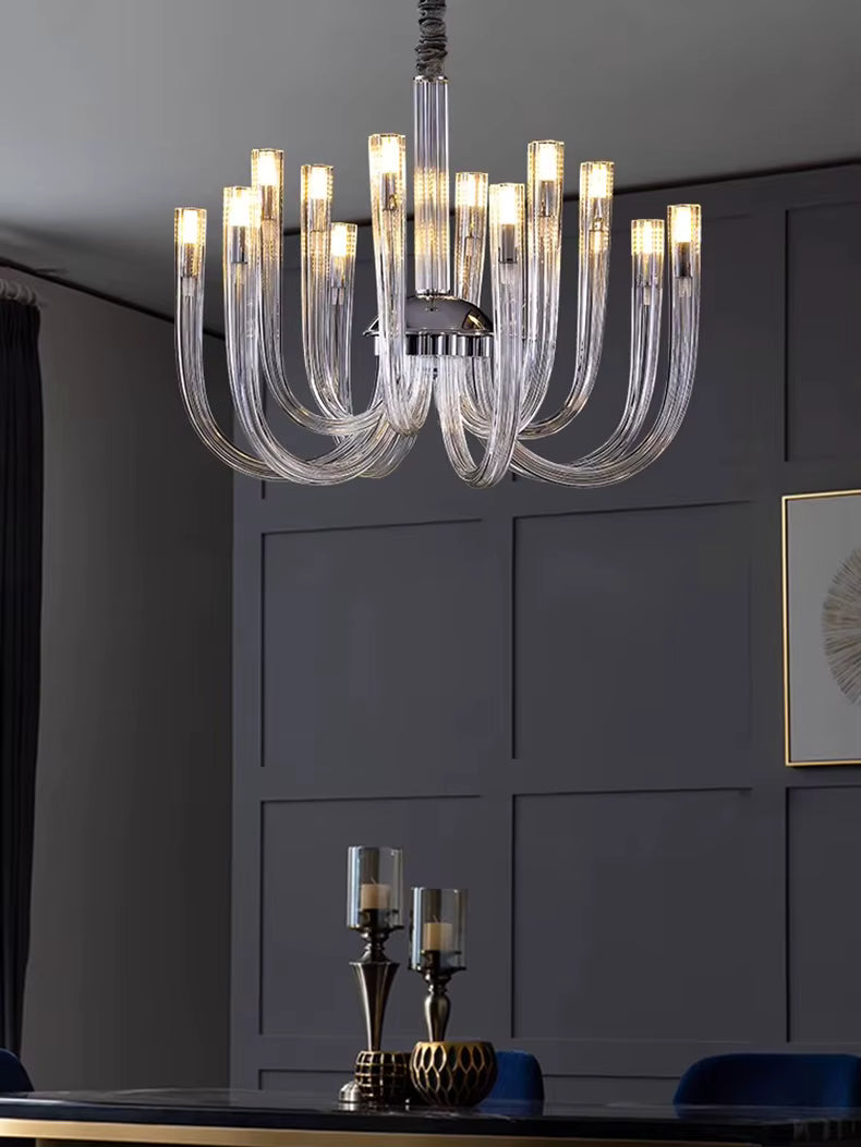 Sesi Mid Century Modern Glass Chandelier 12 Lights Seus Lighting