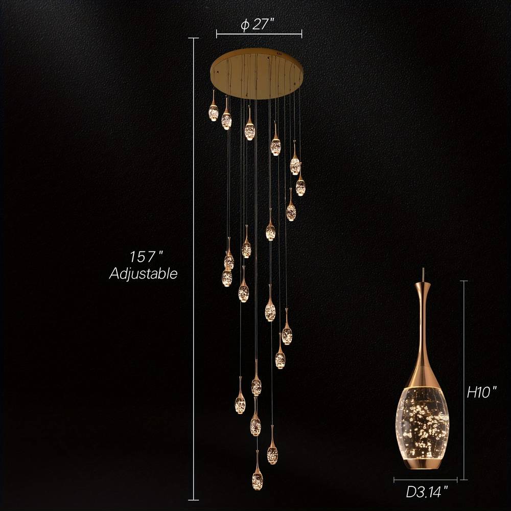 Setya Long Drop Crystal Chandelier 20-lights Seus Lighting
