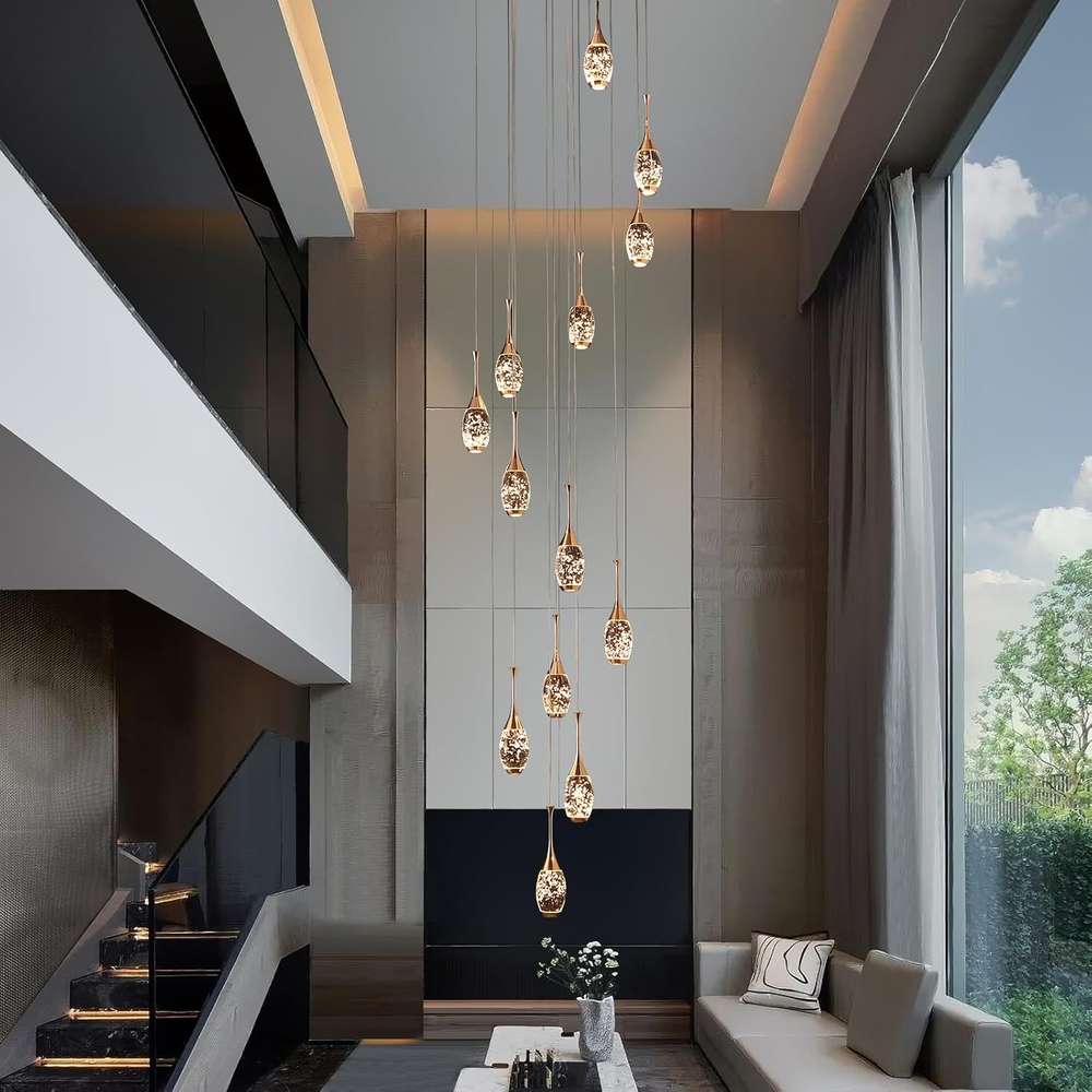 Setya Long Drop Crystal Chandelier 20-lights Seus Lighting