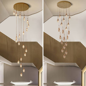 Setya Long Drop Crystal Chandelier Seus Lighting