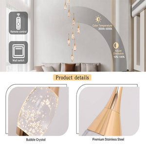 Setya Long Drop Crystal Chandelier Seus Lighting