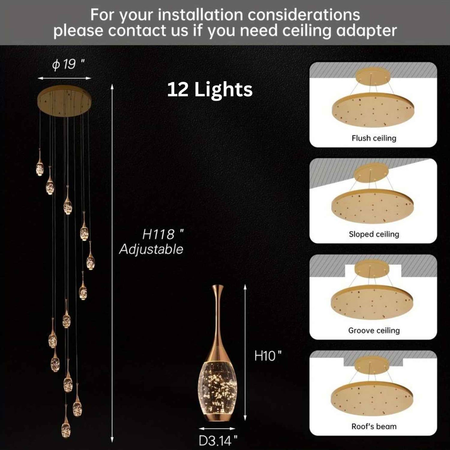 Setya Long Drop Crystal Chandelier  Seus Lighting