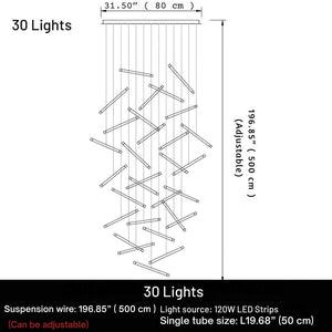 Seus Modern Long Chandelier for High Ceiling & Staircase Seus Lighting